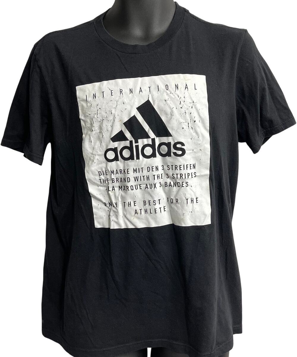 Adidas Tee Shirt Mens Size M Black The Go-To Performance Tee Graphic STAINS